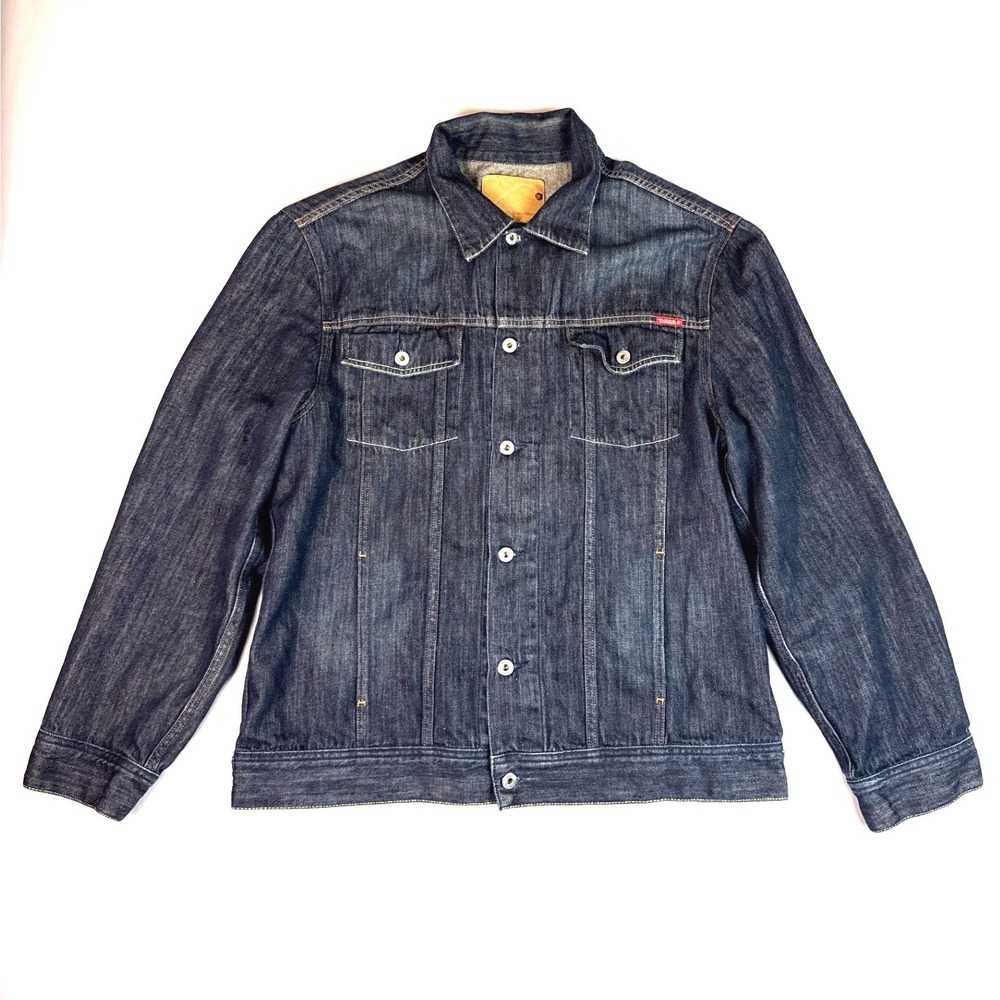 Guess Jeans Mens XL Dark Wash Denim Trucker Jacket Cotton Blue B7829